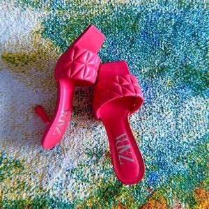 Zara fuchsia, pink mules - mid heel, spring/summer. Size EU 39